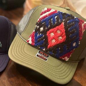 Vintage Kilim Patch Trucker Hat- Army Green